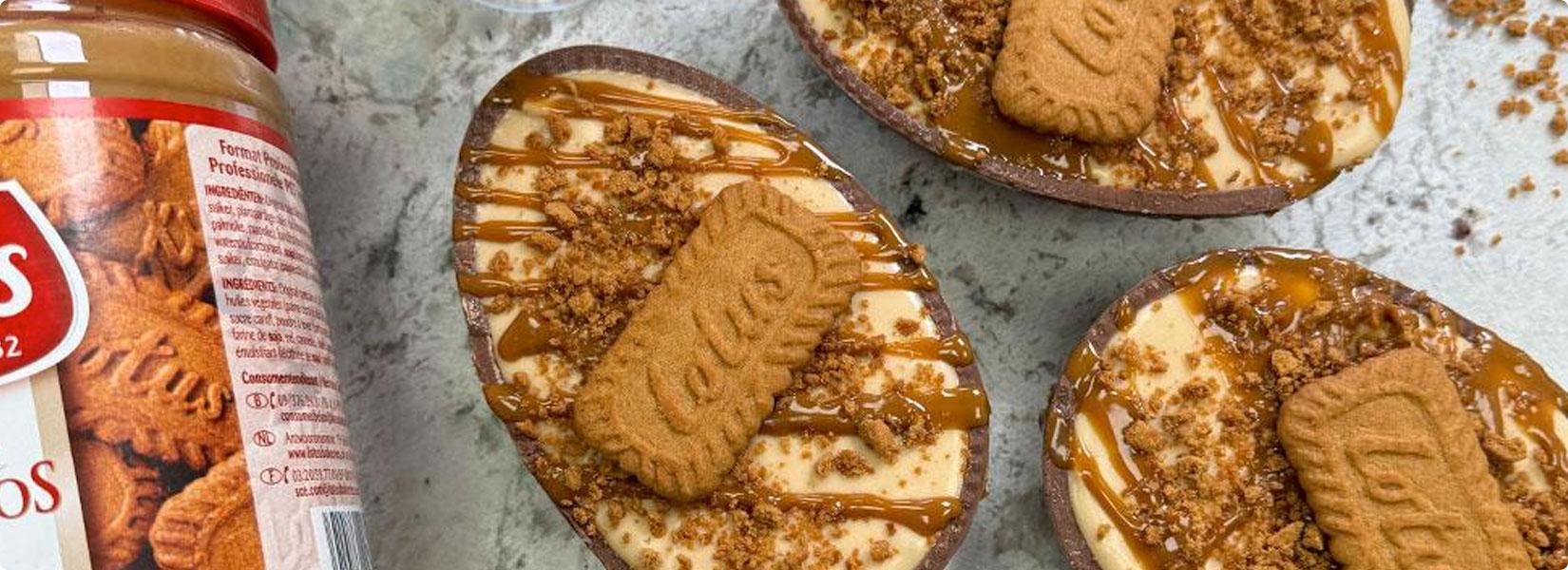 Lotus Biscoff Cheesecake Filled Easter Eggs