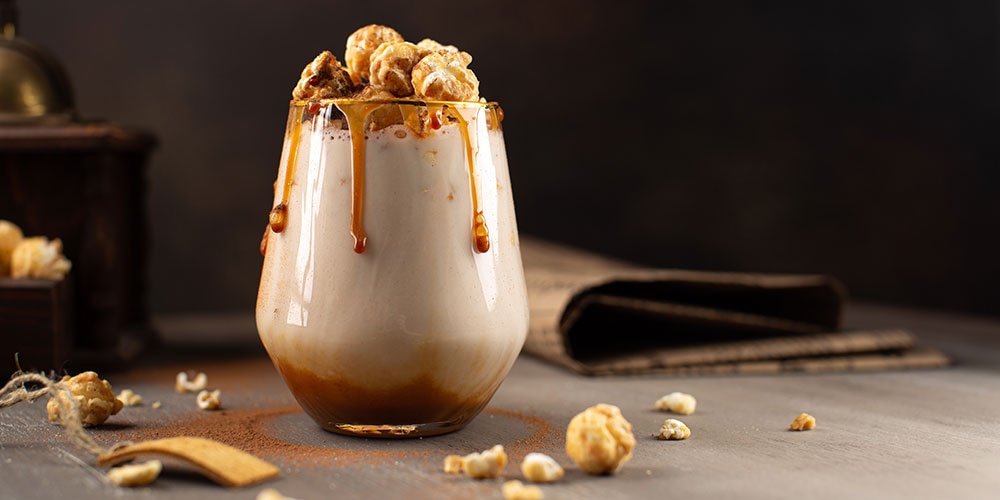 Iced Latte with Caramel Topping Sauce