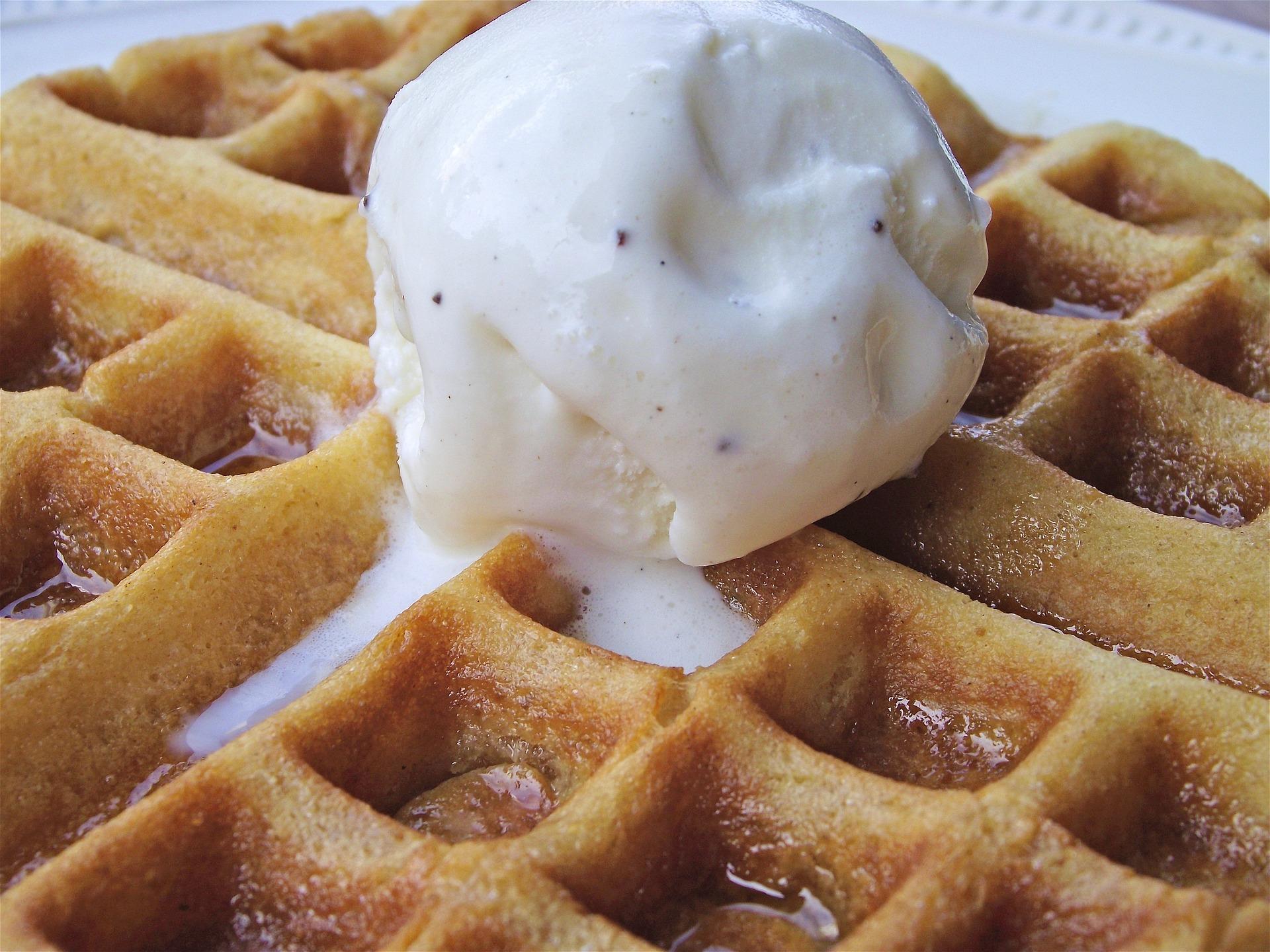 Waffle with ice cream