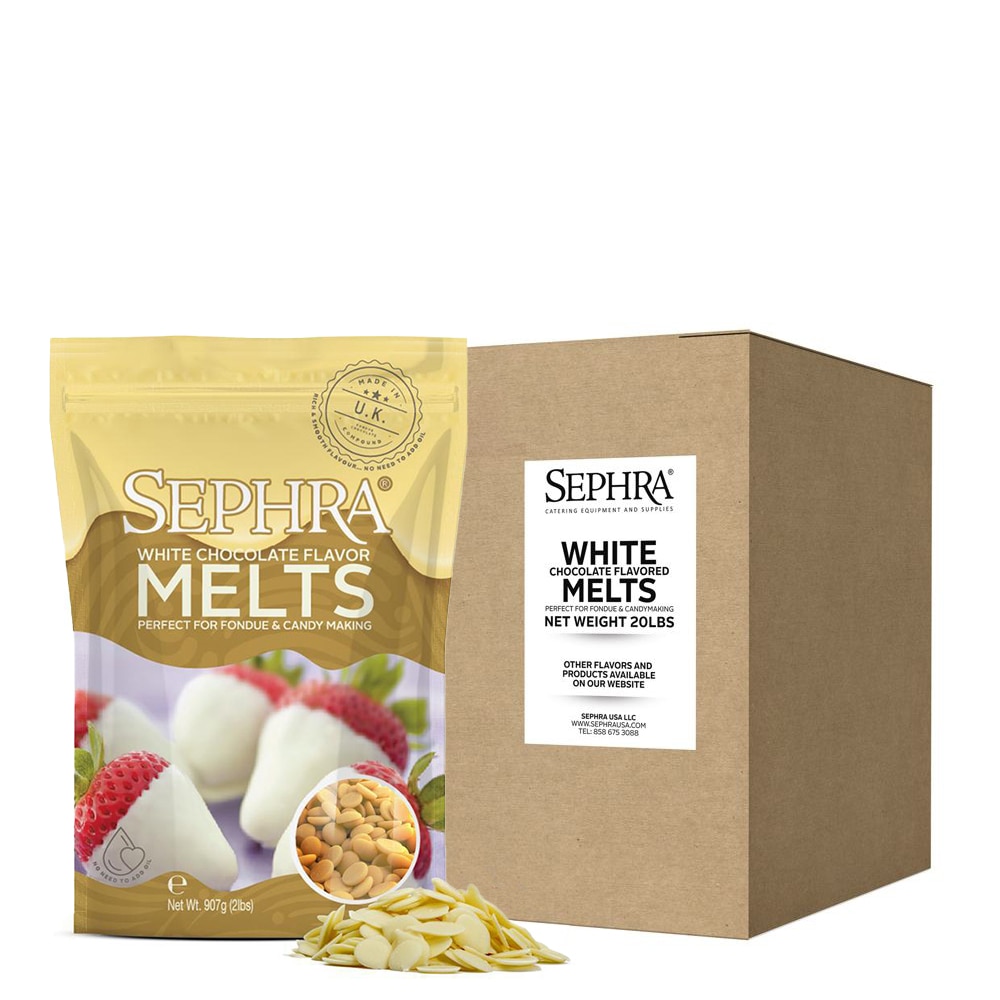 Sephra White Chocolate Melts, Candy Making & Dipping Chocolate 20 lb Case